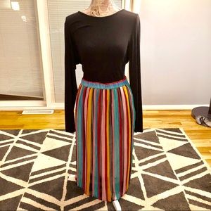Multi-Colored Stripe Flowy Skirt